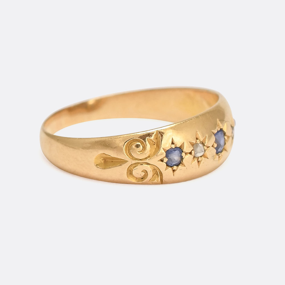 Late Victorian Sapphire & Diamond Gypsy Band