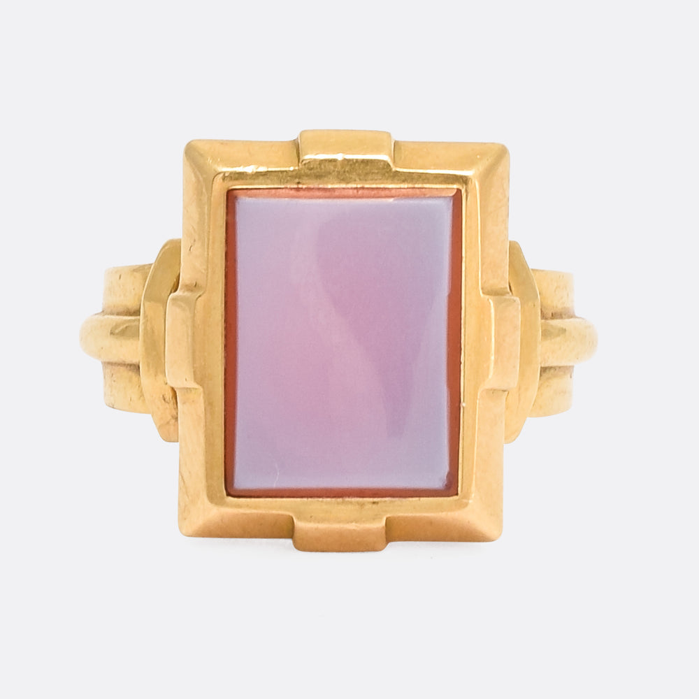 Late Victorian Angular Sardonyx Signet Ring