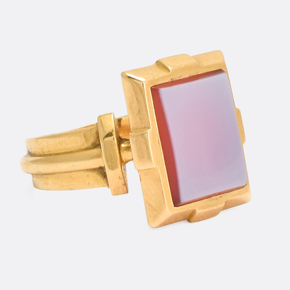 Late Victorian Angular Sardonyx Signet Ring