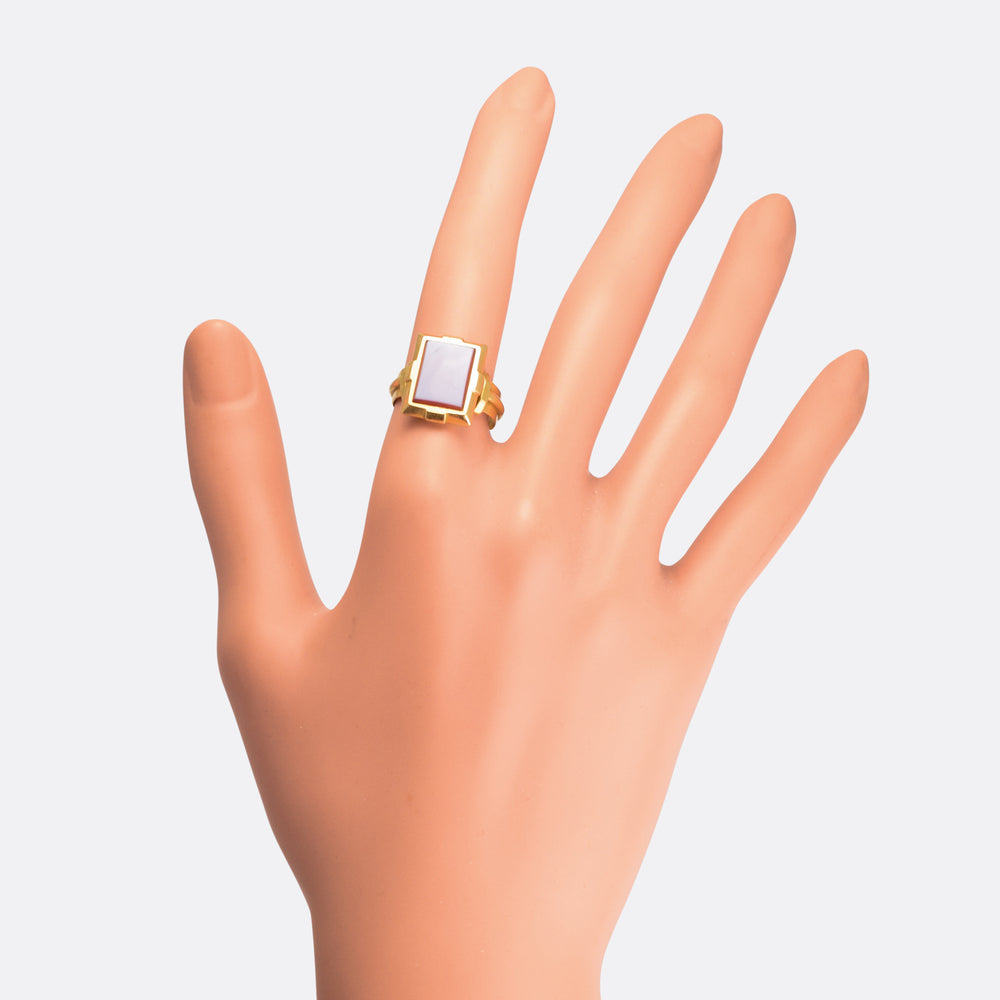 Late Victorian Angular Sardonyx Signet Ring