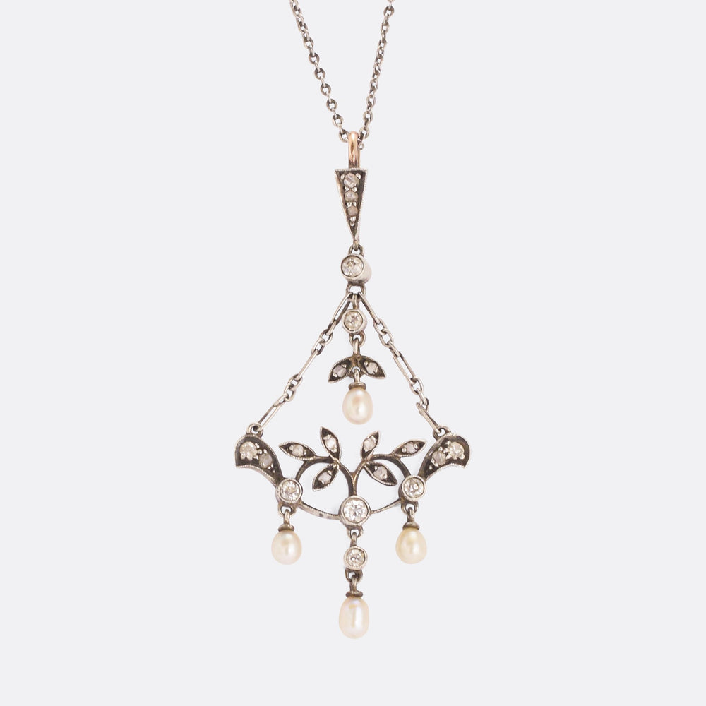 Late Victorian Diamond & Pearl Pendant