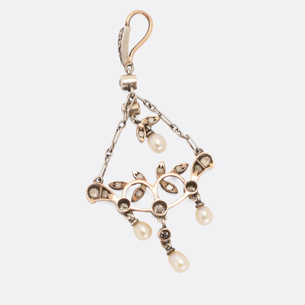 Late Victorian Diamond & Pearl Pendant
