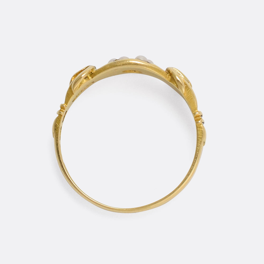 Late Victorian Ruby & Pearl Buckle Ring