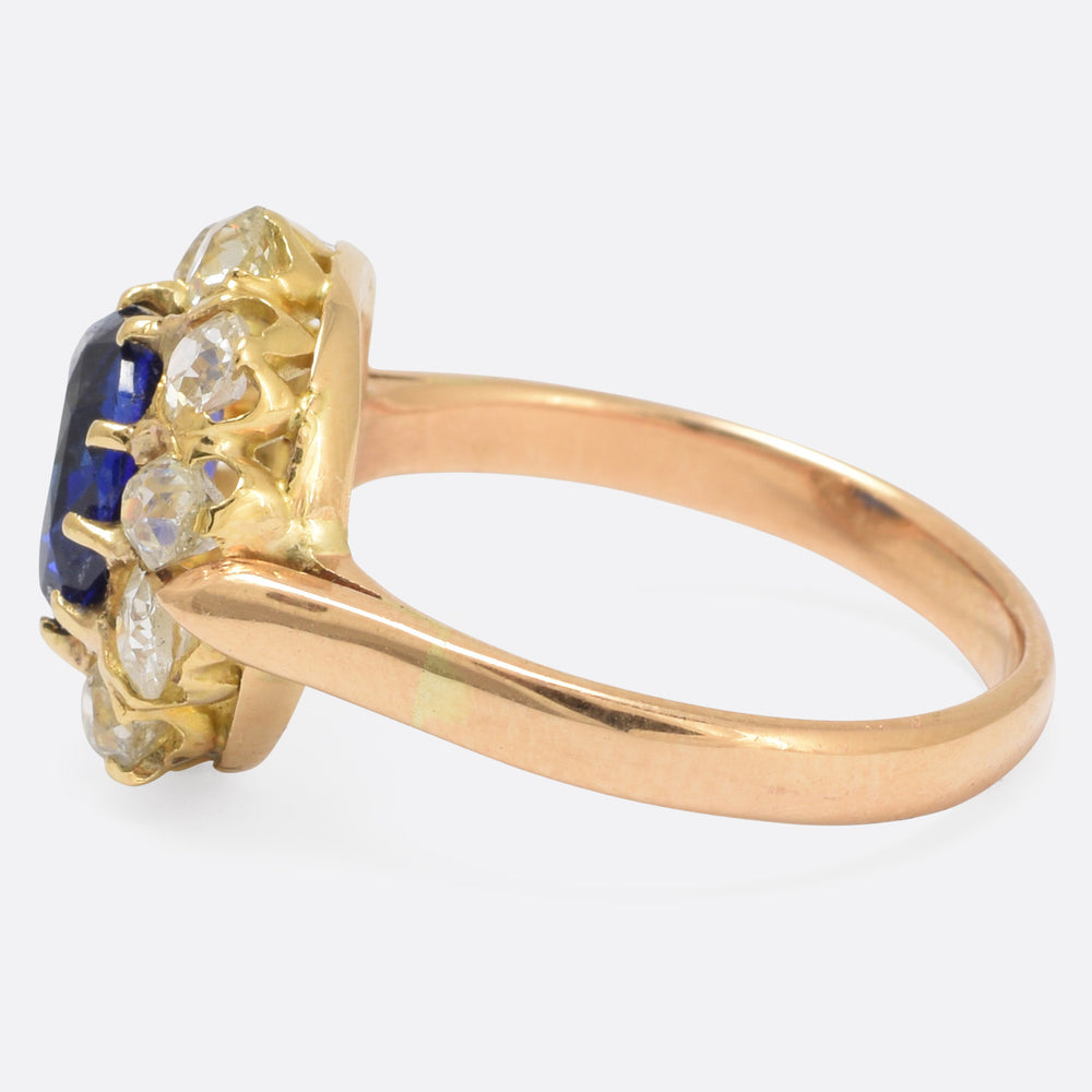 Late Victorian Sapphire & Diamond Cluster Ring