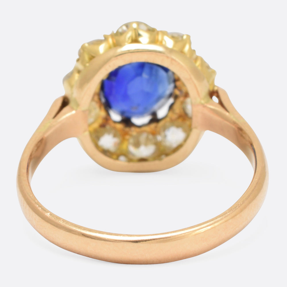 Late Victorian Sapphire & Diamond Cluster Ring