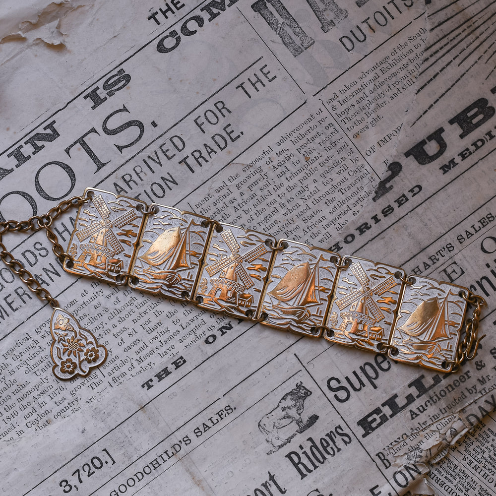 1950's White Enamel Panel Bracelet