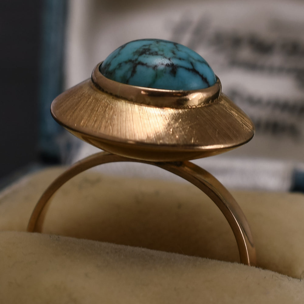 1970's Turquoise Flying Saucer Ring