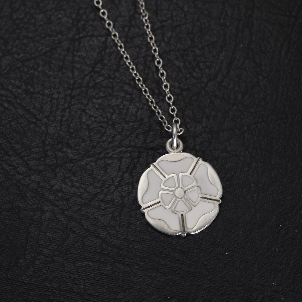 Vintage White Rose of York Pendant