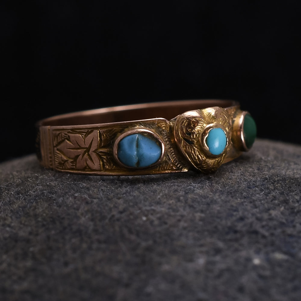 Victorian Turquoise Heart Locket ring