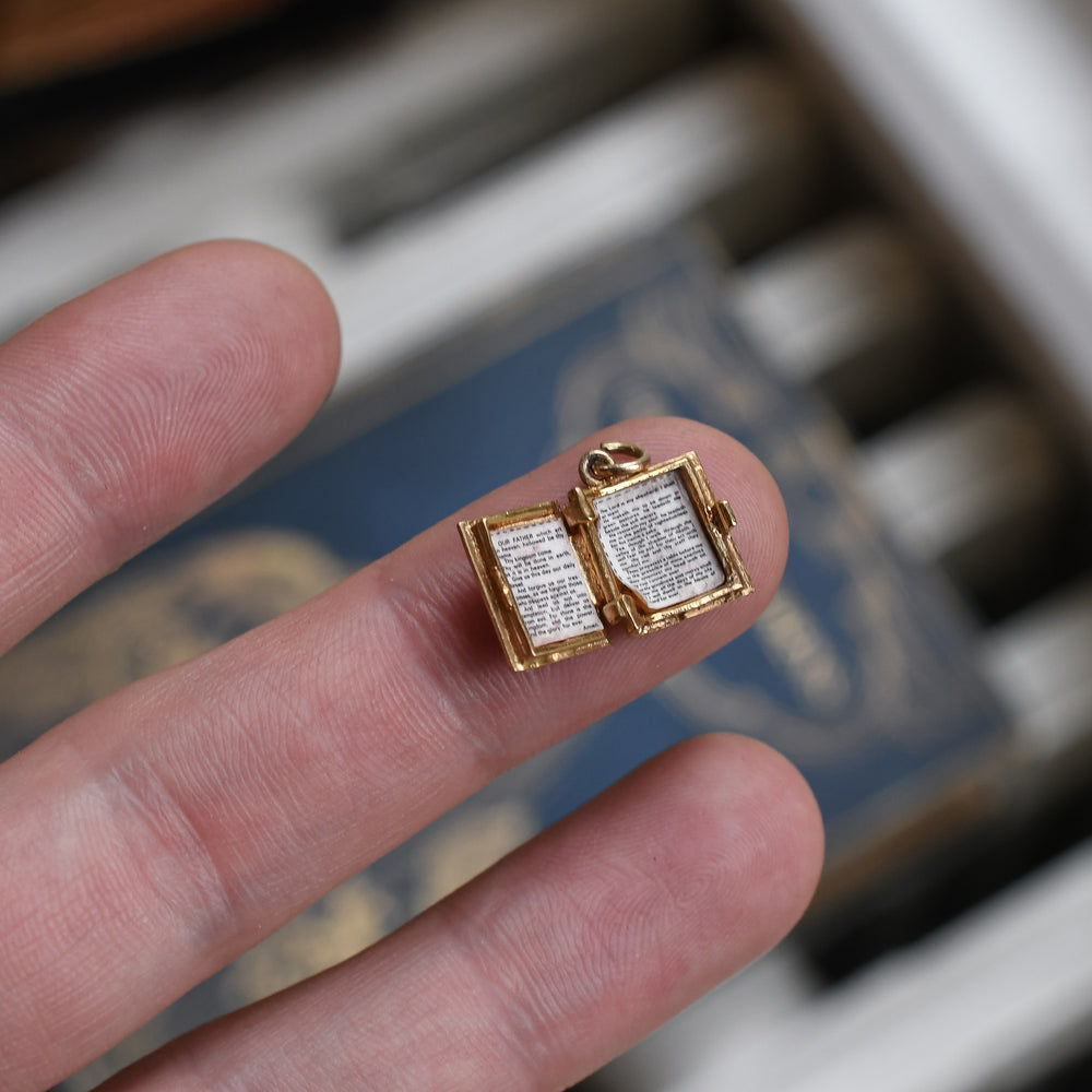 Vintage Gold Lord's Prayer Bible Charm