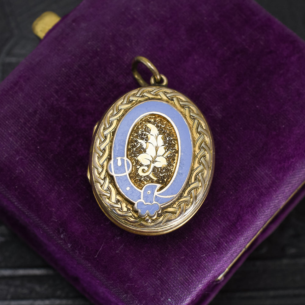 Victorian Sky Blue Garter Locket