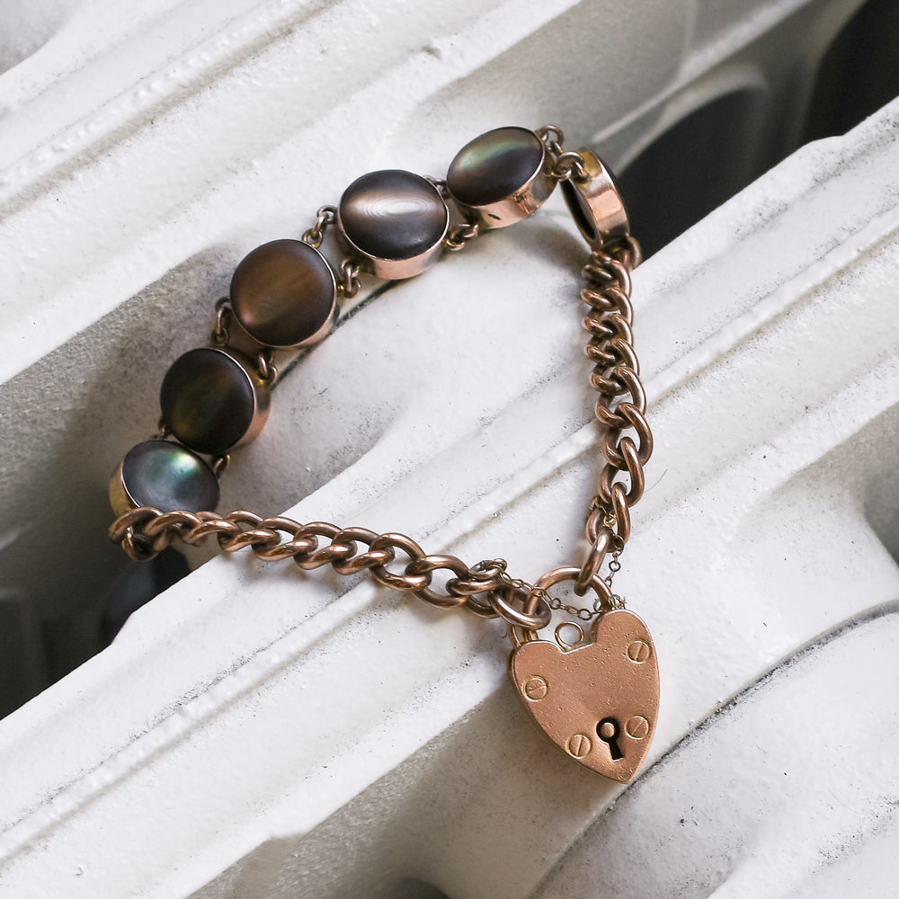Edwardian Chatoyant Seashell Curblink Bracelet