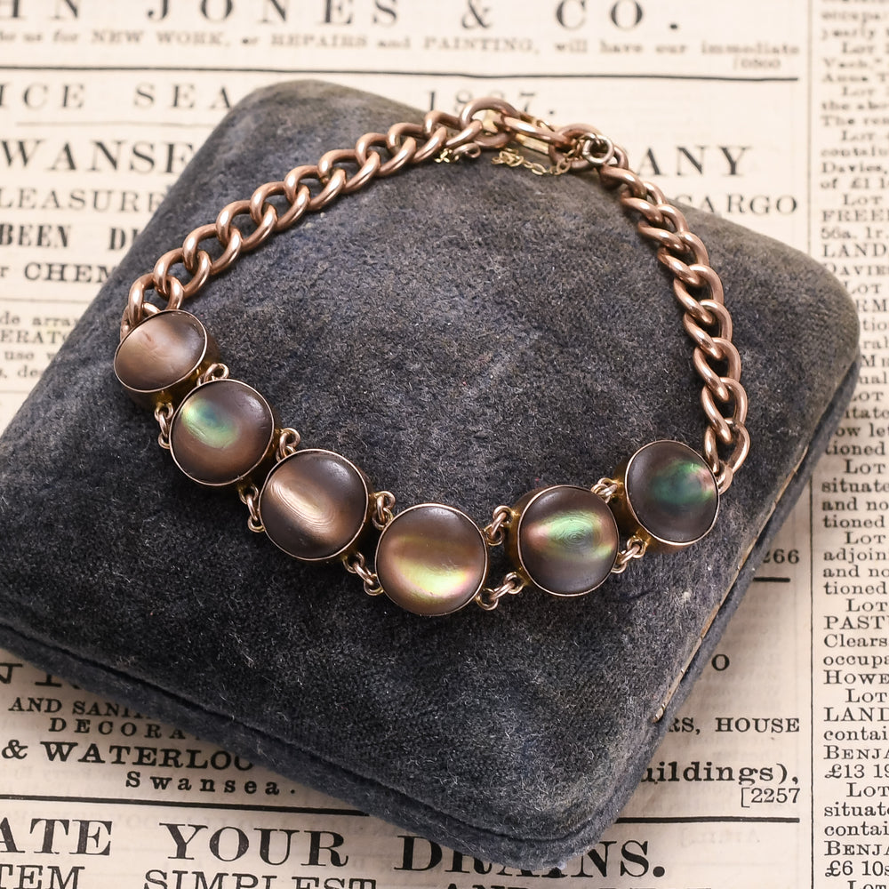 Edwardian Chatoyant Seashell Curblink Bracelet