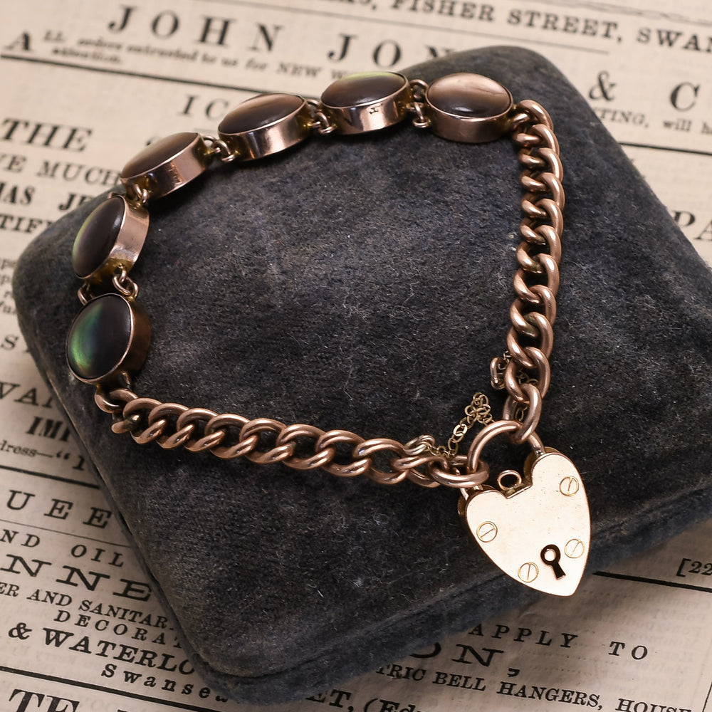 Edwardian Chatoyant Seashell Curblink Bracelet