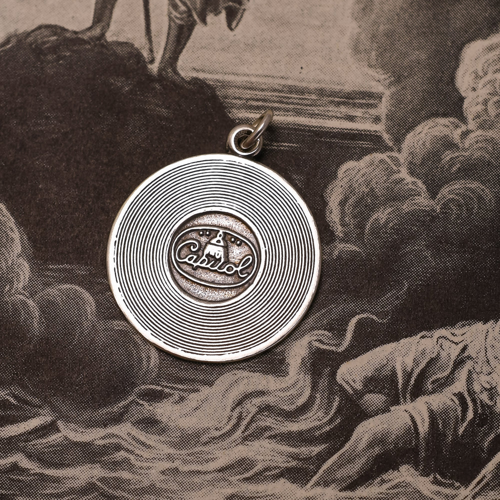 Mid-Century Sterling Silver Record Pendant