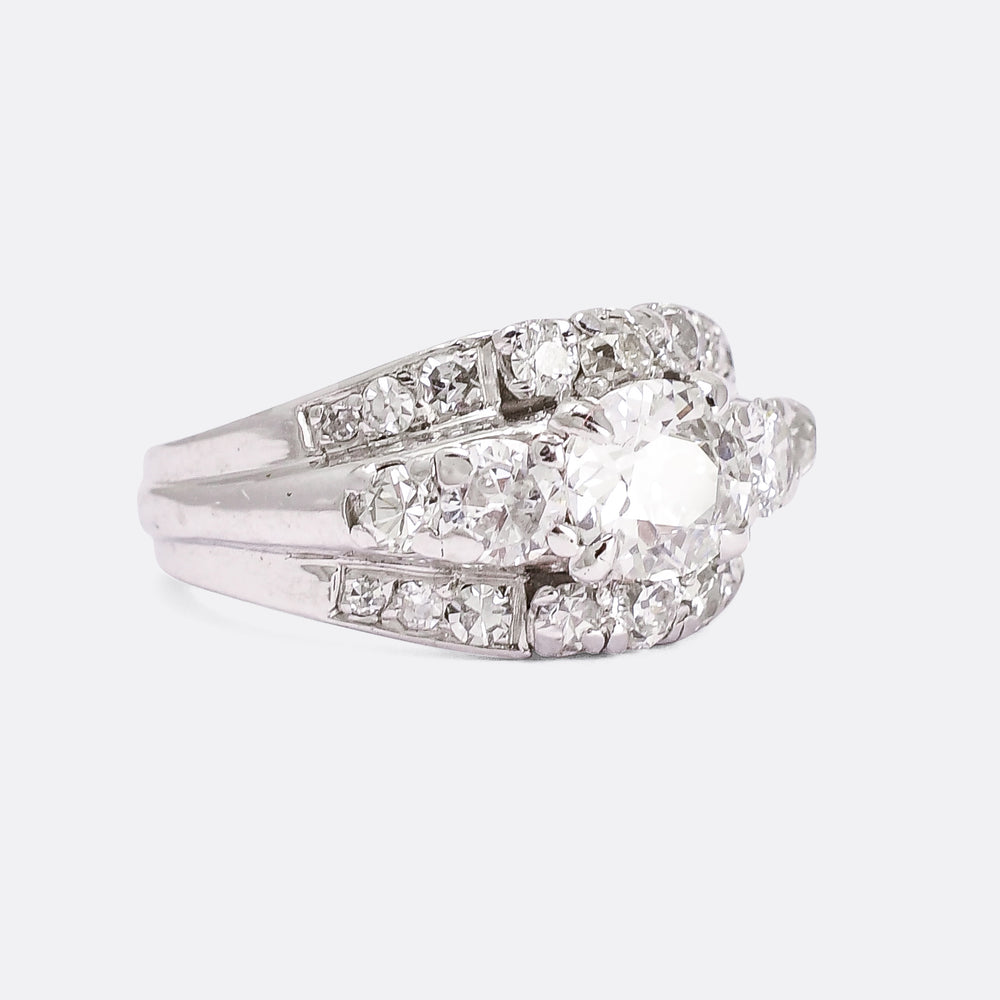 Mid-Century 2.0ct Diamond Triple Row Ring