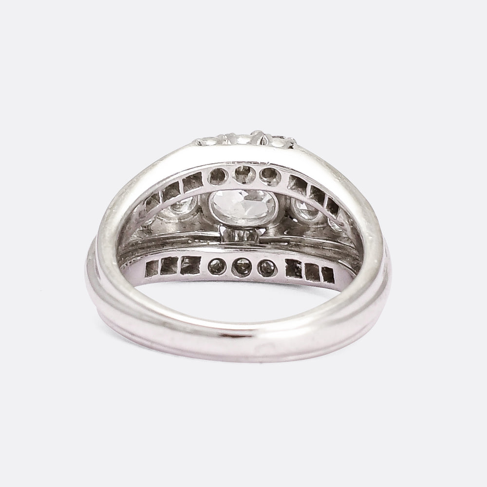 Mid-Century 2.0ct Diamond Triple Row Ring