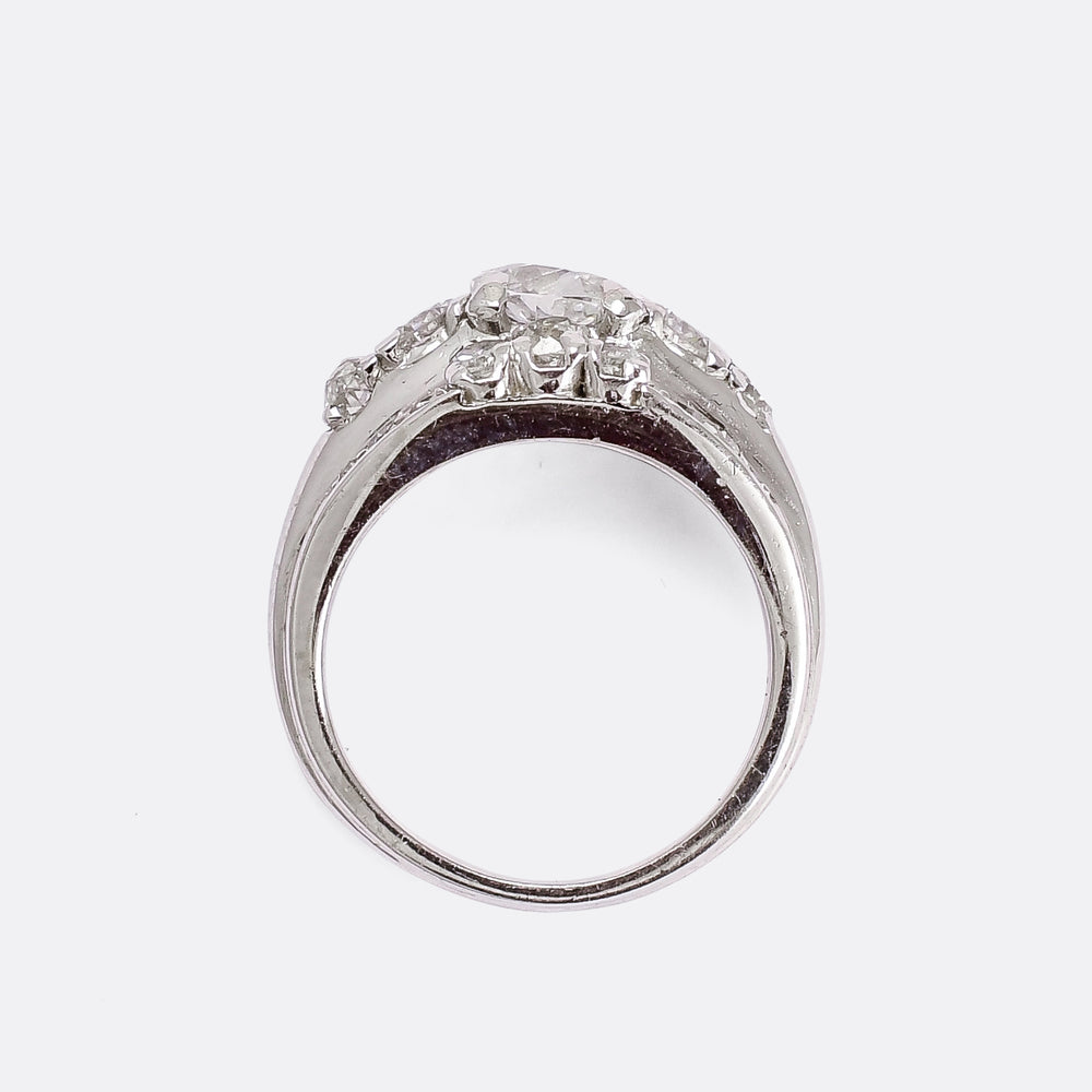 Mid-Century 2.0ct Diamond Triple Row Ring