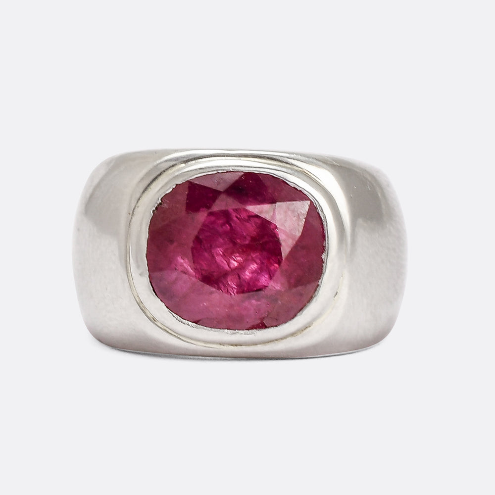 Mid-Century 5.59ct Burma Ruby Signet Ring