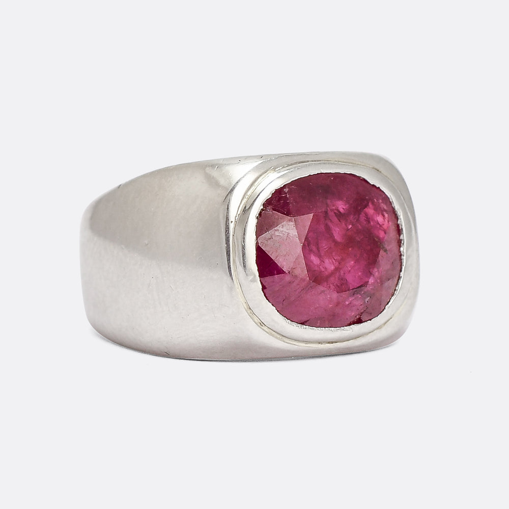 Mid-Century 5.59ct Burma Ruby Signet Ring