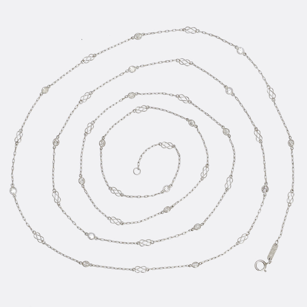 Mid-Century Diamond & Infinity Knot Guard Chain, 39