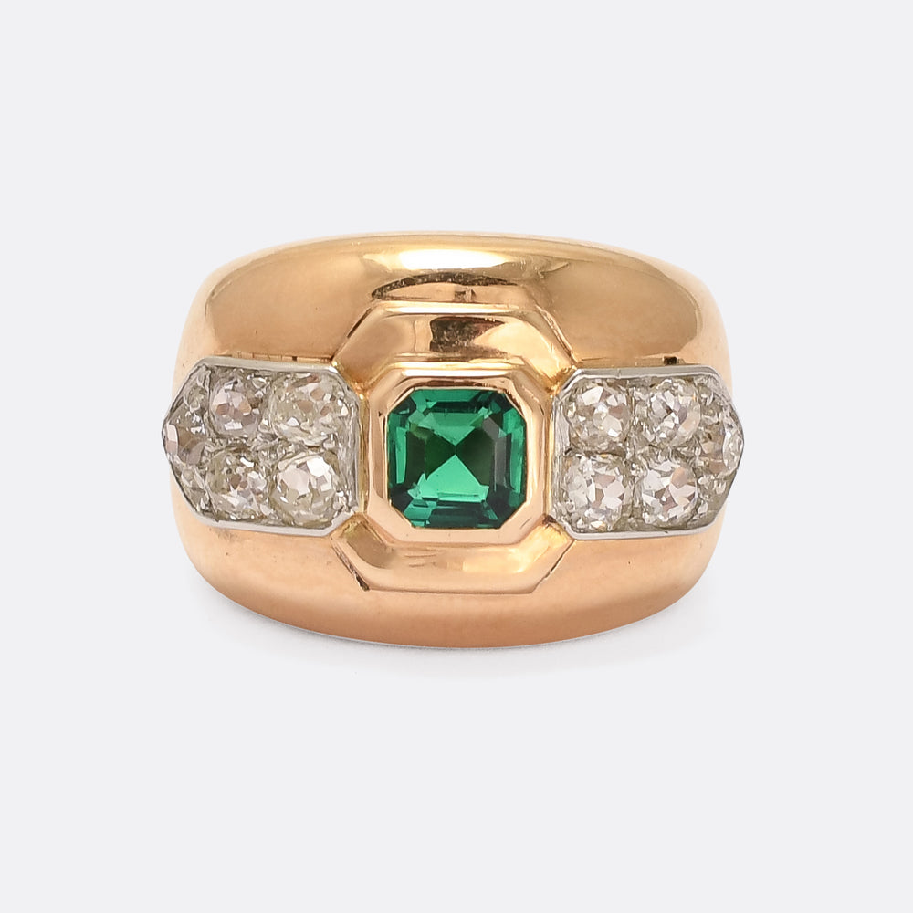 Mid-Century Emerald & Diamond Cigar Band