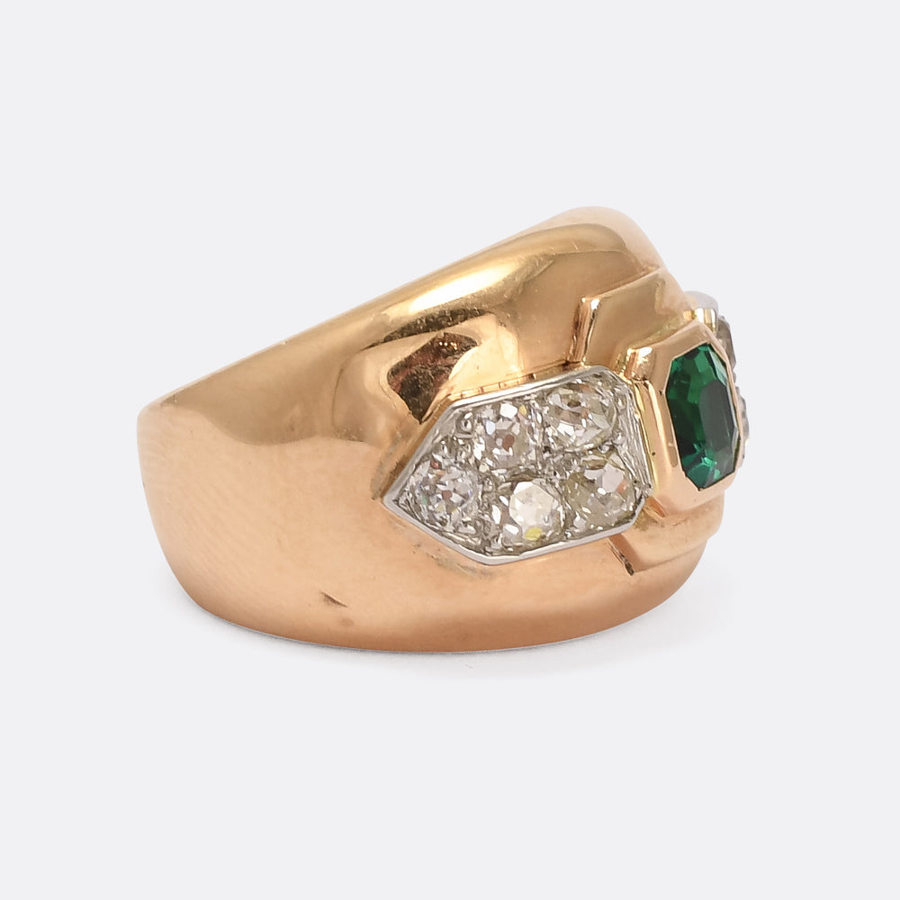 Mid-Century Emerald & Diamond Cigar Band
