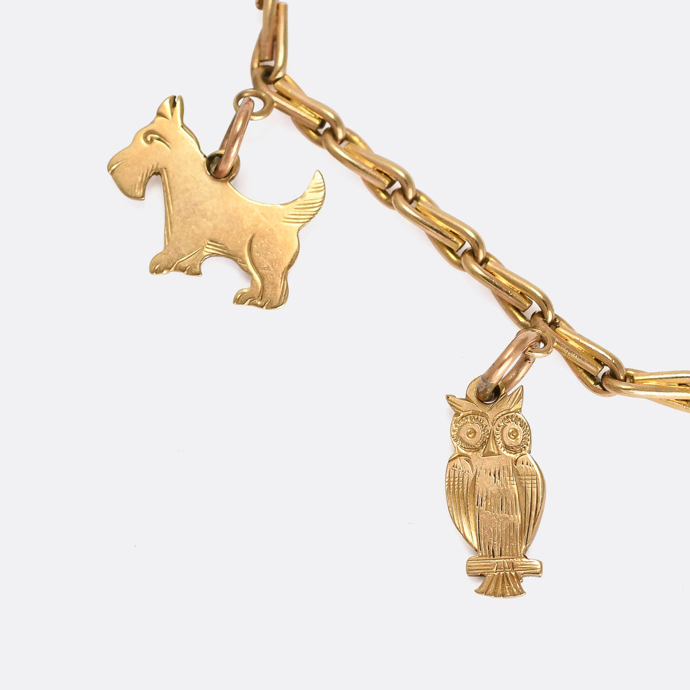 Mid-Century Gold Charm Bracelet