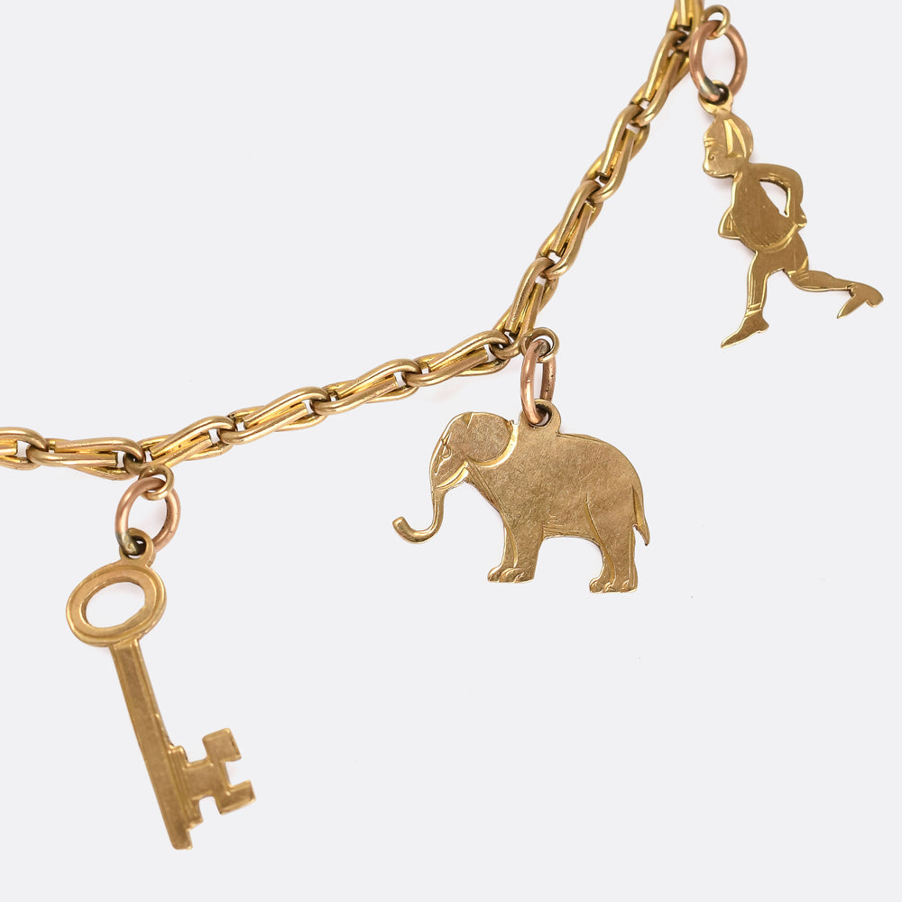 Mid-Century Gold Charm Bracelet