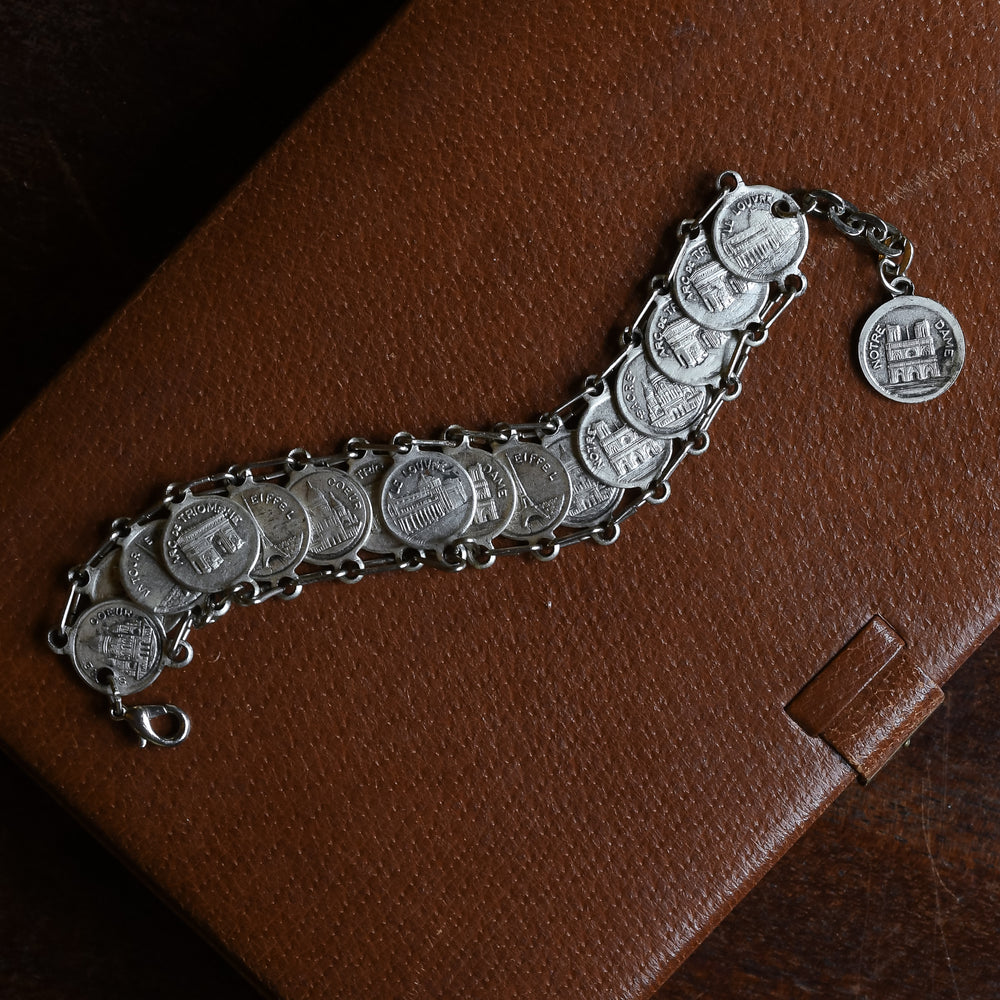 Mid-Century Parisian Souvenir Coin Bracelet