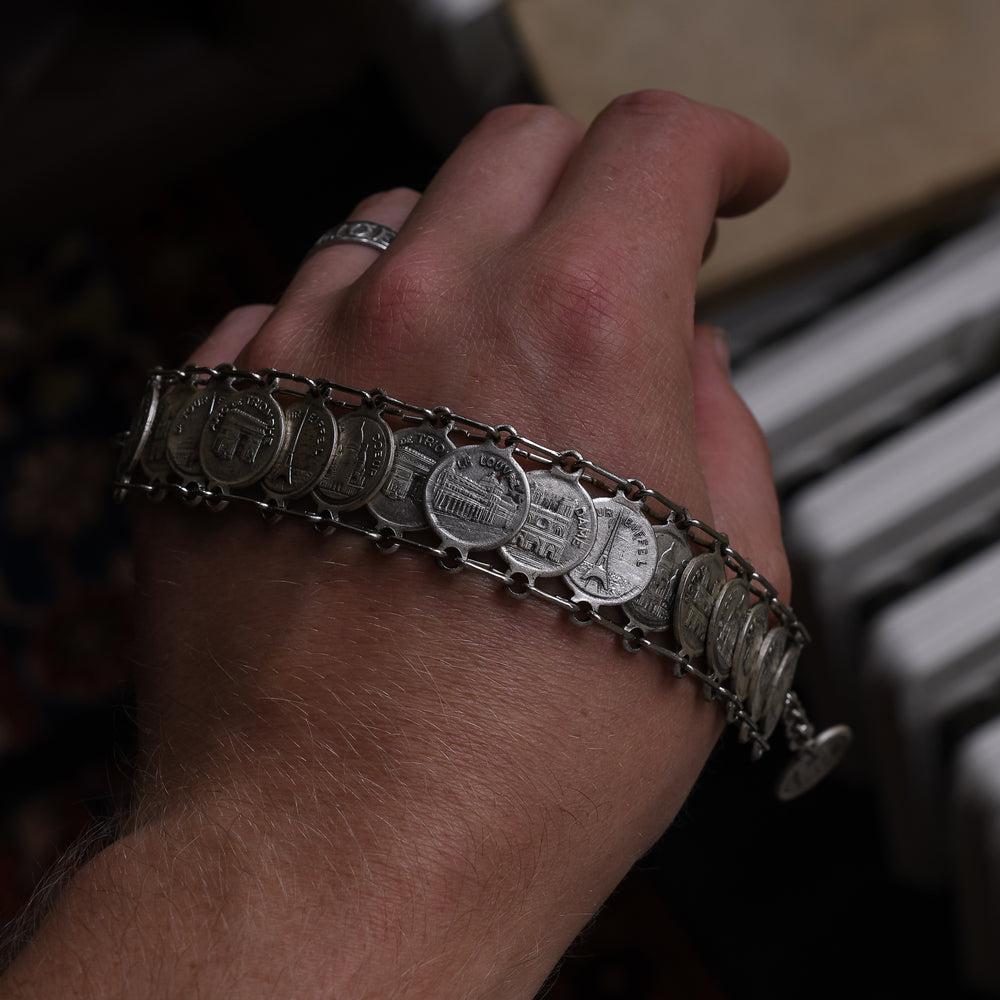 Mid-Century Parisian Souvenir Coin Bracelet