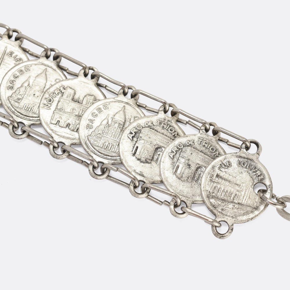 Mid-Century Parisian Souvenir Coin Bracelet