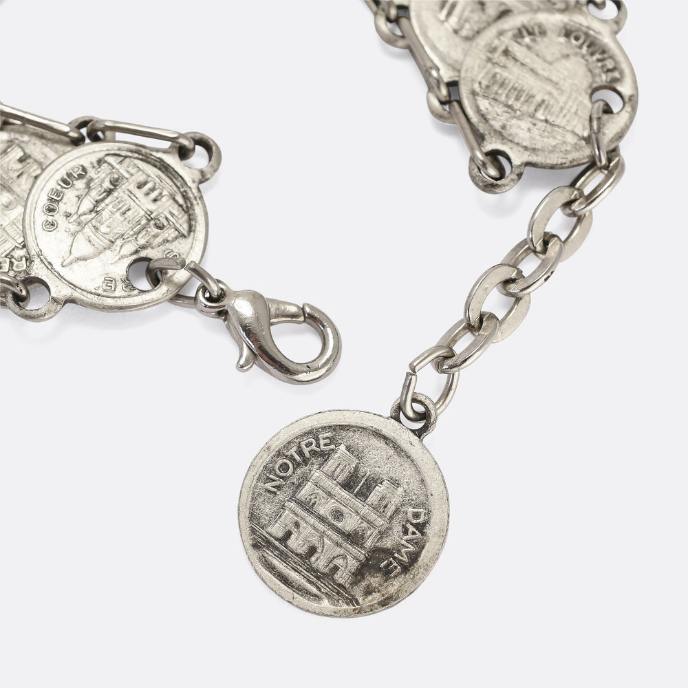 Mid-Century Parisian Souvenir Coin Bracelet