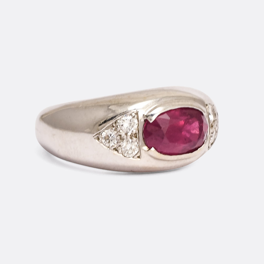 Mid-Century Ruby & Diamond Bombé Ring