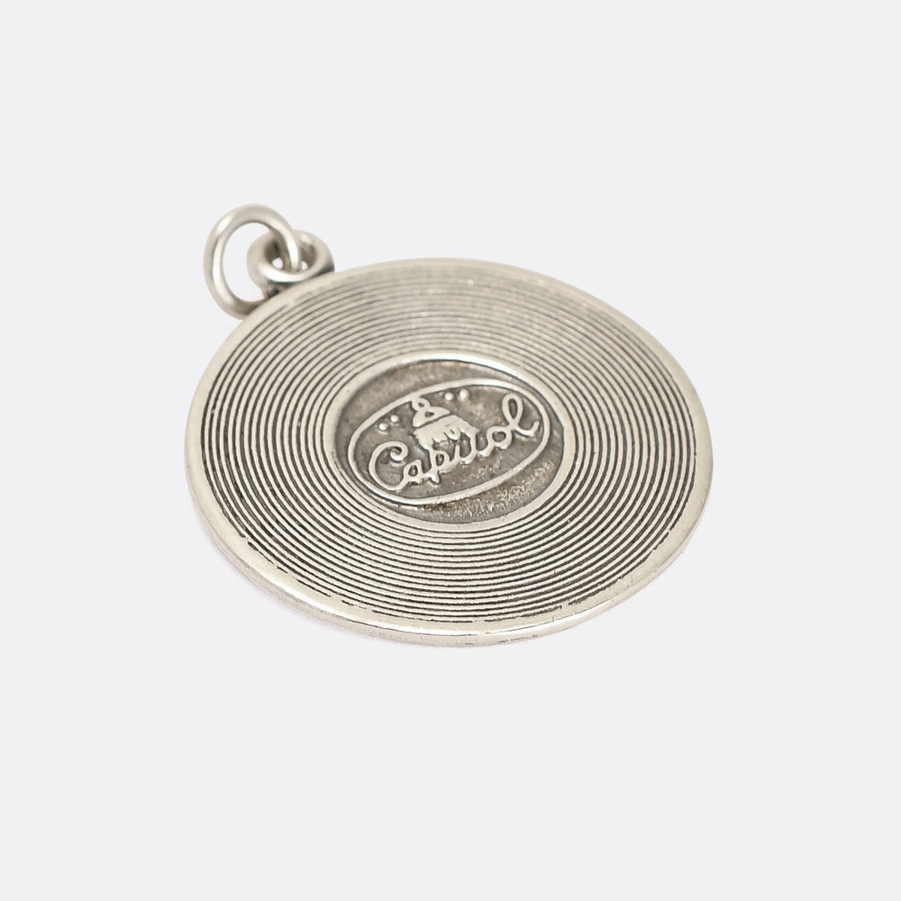 Mid-Century Sterling Silver Record Pendant