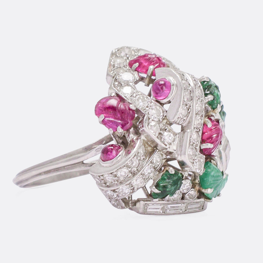 Mid-Century Diamond, Ruby & Emerald Tutti Fruity Ring