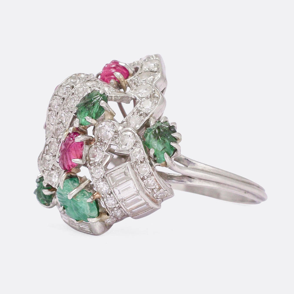 Mid-Century Diamond, Ruby & Emerald Tutti Fruity Ring