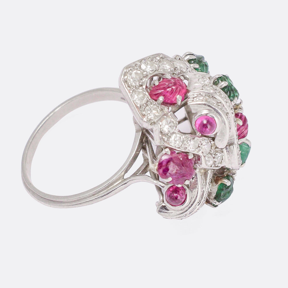 Mid-Century Diamond, Ruby & Emerald Tutti Fruity Ring