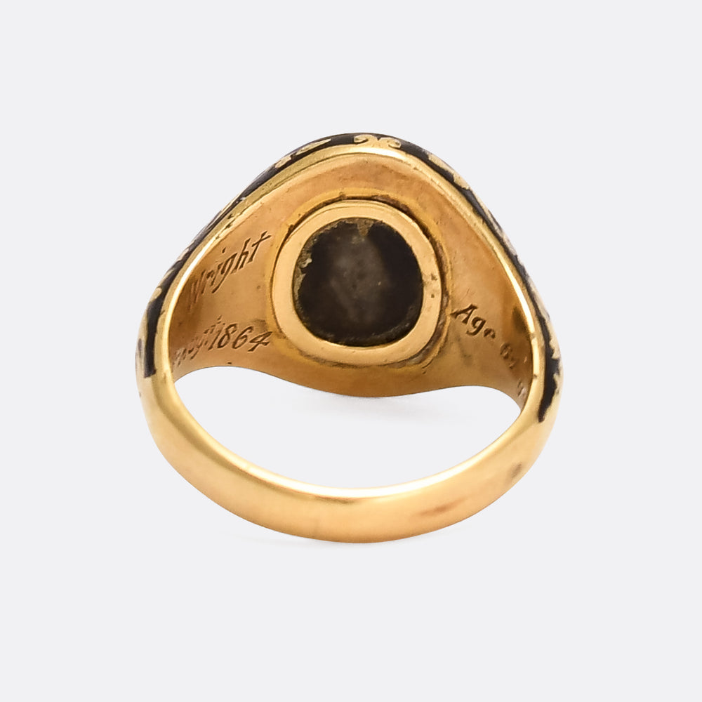 Mid-Victorian Banded Agate Memorial Signet Ring
