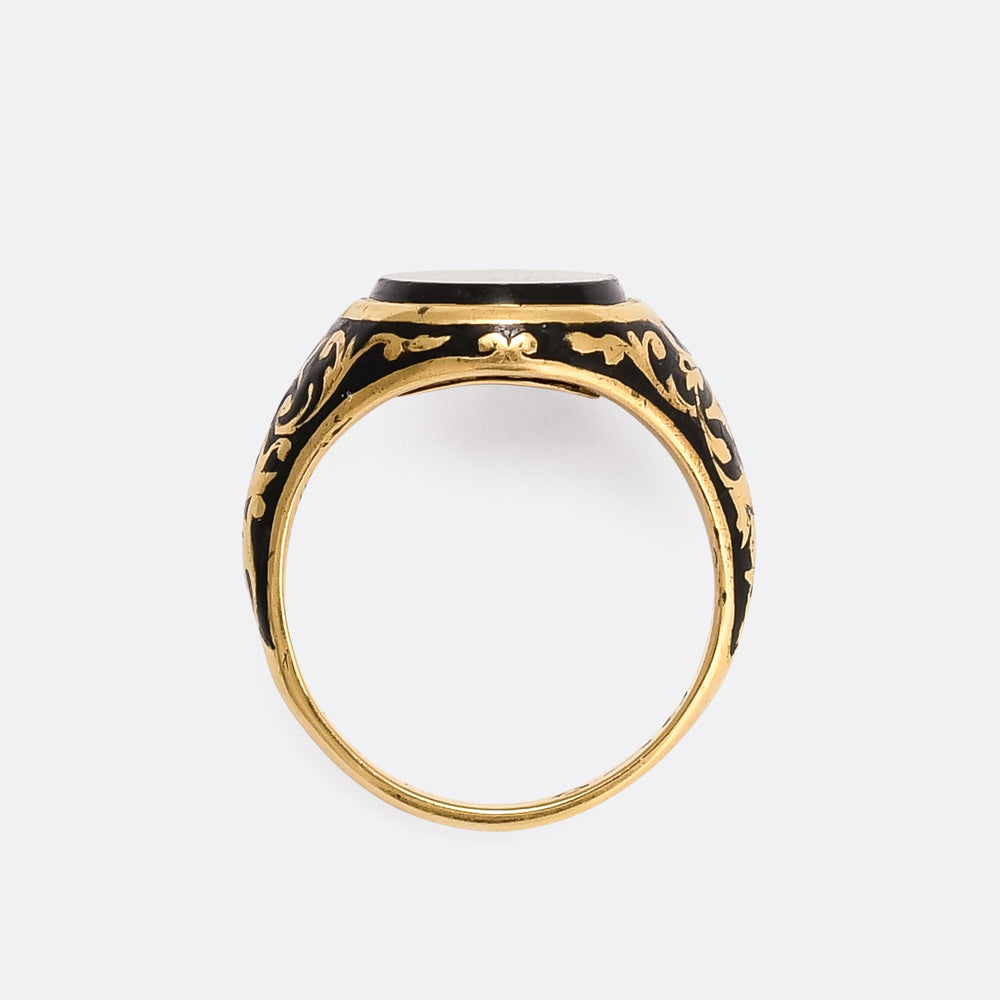 Mid-Victorian Banded Agate Memorial Signet Ring