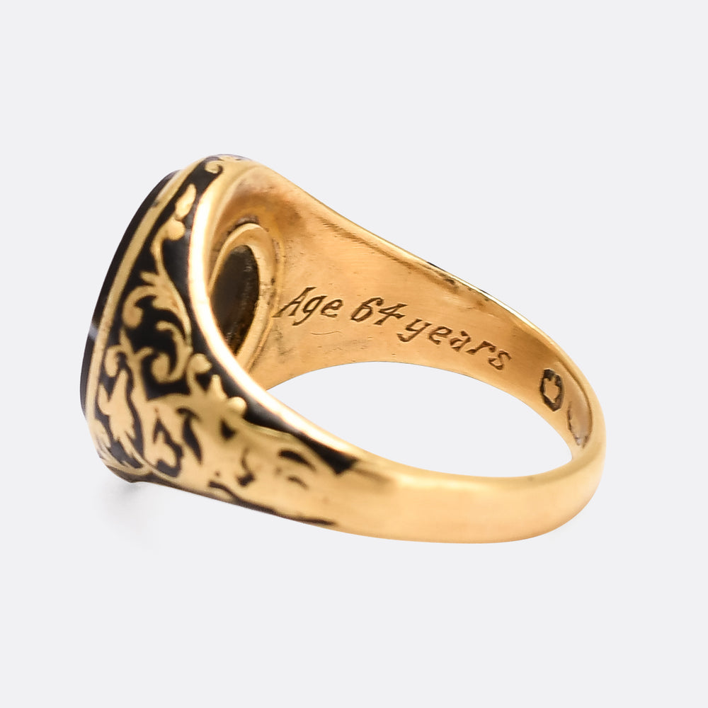 Mid-Victorian Banded Agate Memorial Signet Ring
