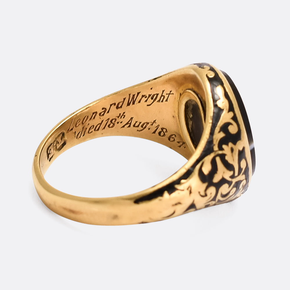 Mid-Victorian Banded Agate Memorial Signet Ring