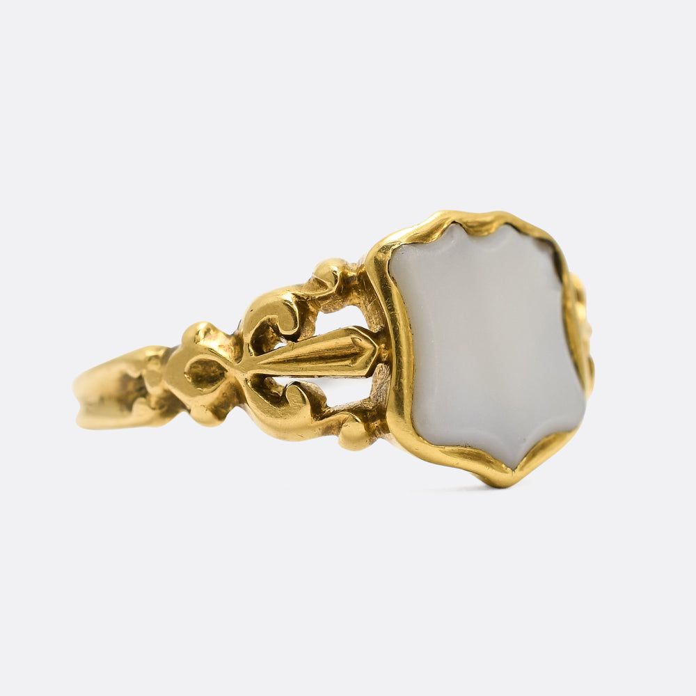 Mid-Victorian Chalcedony Shield Signet Ring
