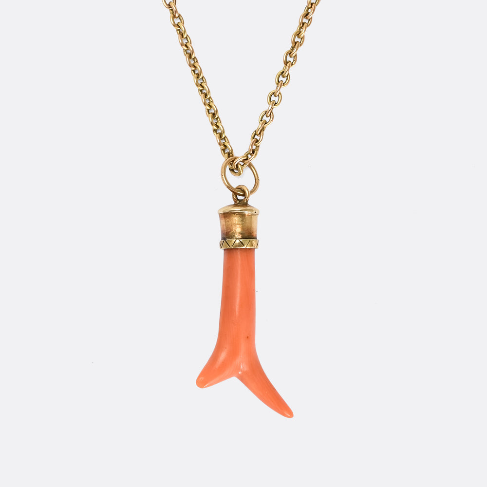 Mid-Victorian Coral Cornicello Amulet