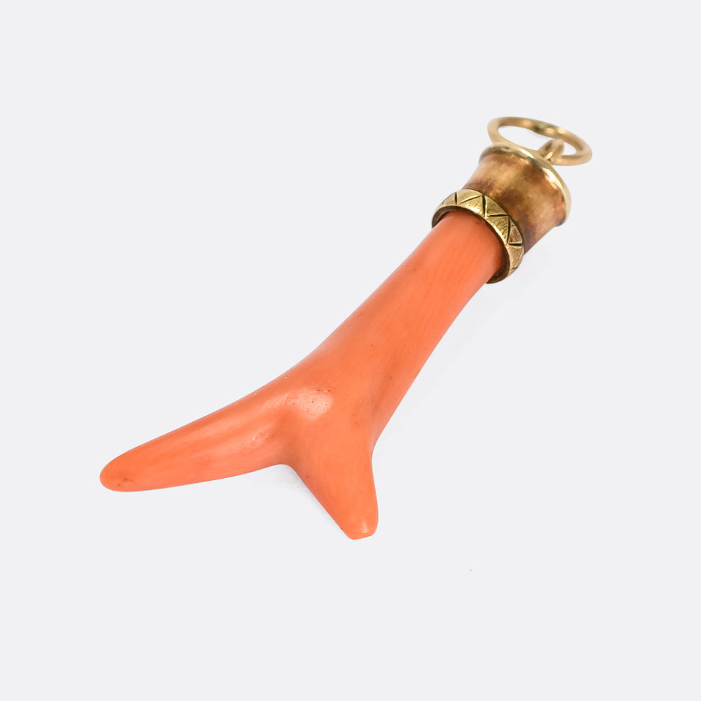 Mid-Victorian Coral Cornicello Amulet