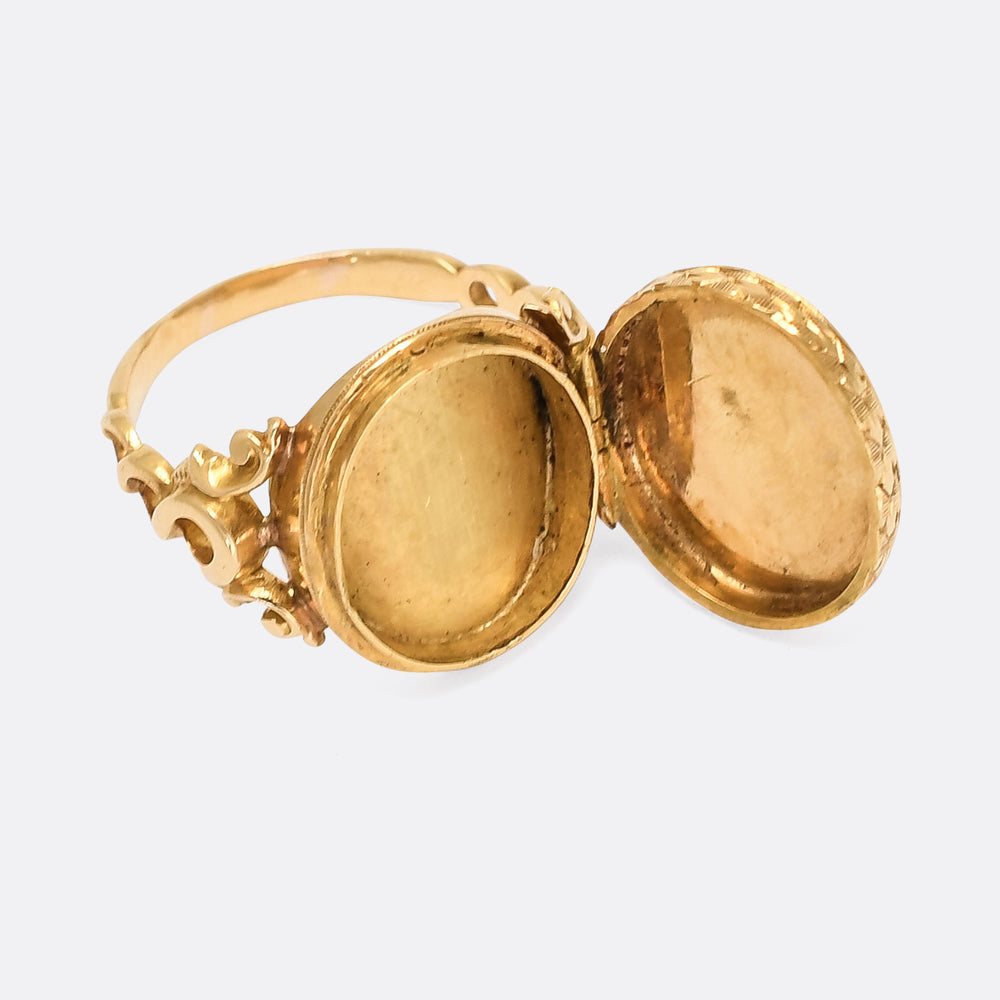 Mid-Victorian Enamel Cross Poison Ring