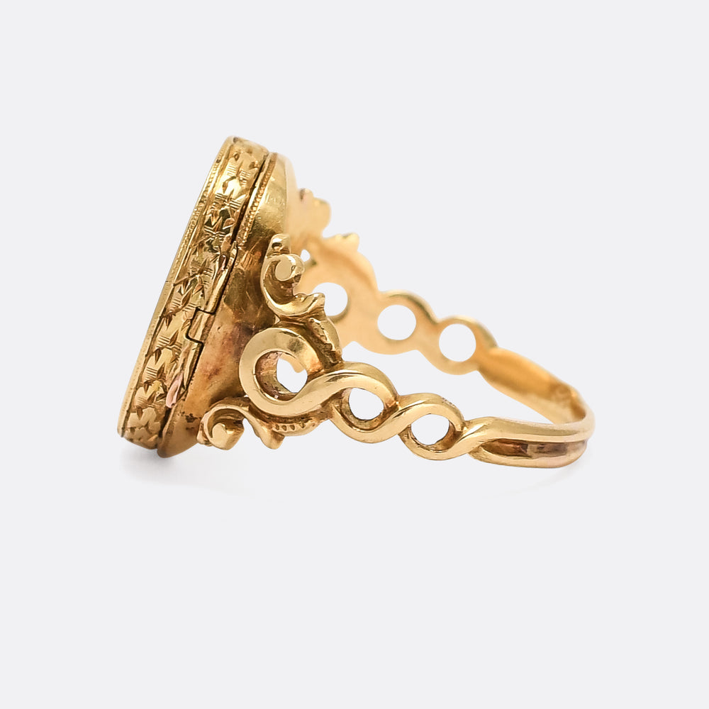 Mid-Victorian Enamel Cross Poison Ring