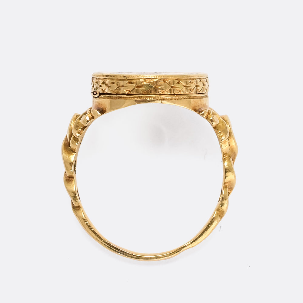 Mid-Victorian Enamel Cross Poison Ring