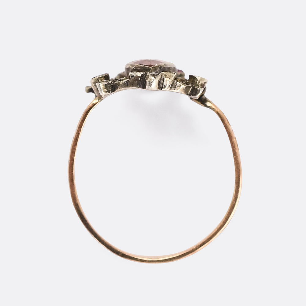 Mid-Victorian Precious Topaz Flower Garland Ring