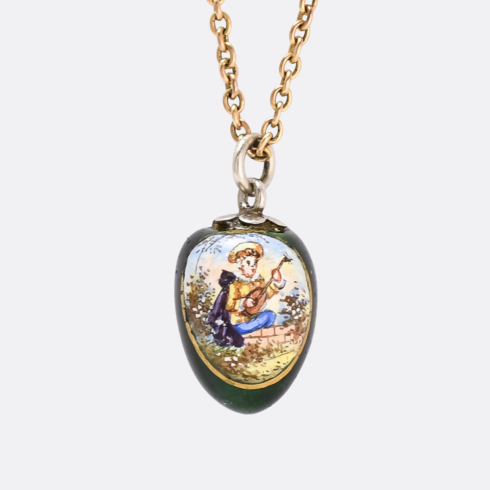 Mid-Victorian Swiss Enamelled Egg Pendant